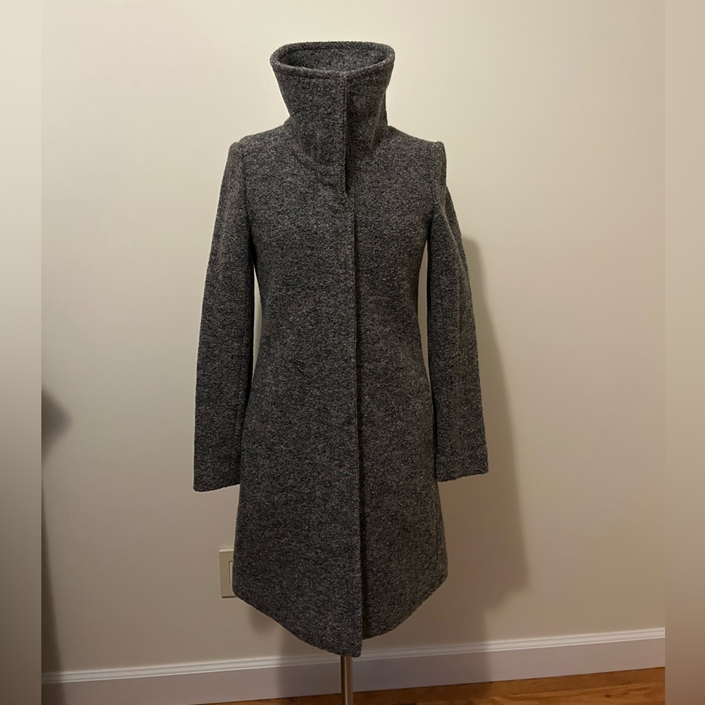 Club Monaco Charcoal Wool High-Collar Coat